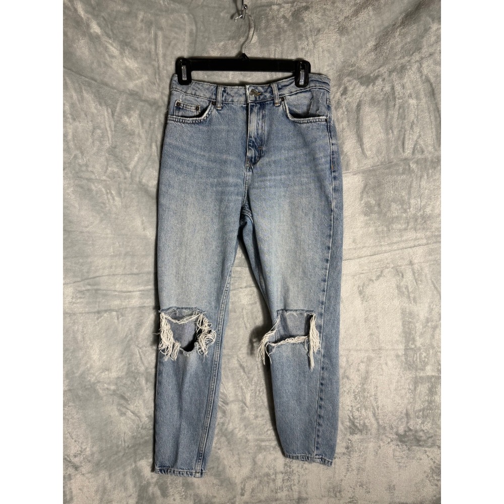 Topshop light Wash Denim jeans Frayed Raw Hem Blue‎ Cotton Classic size 28